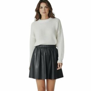 PrettyLittleThing Women's Faux Leather Mini Skirt 12 Black A-Line Pull On New